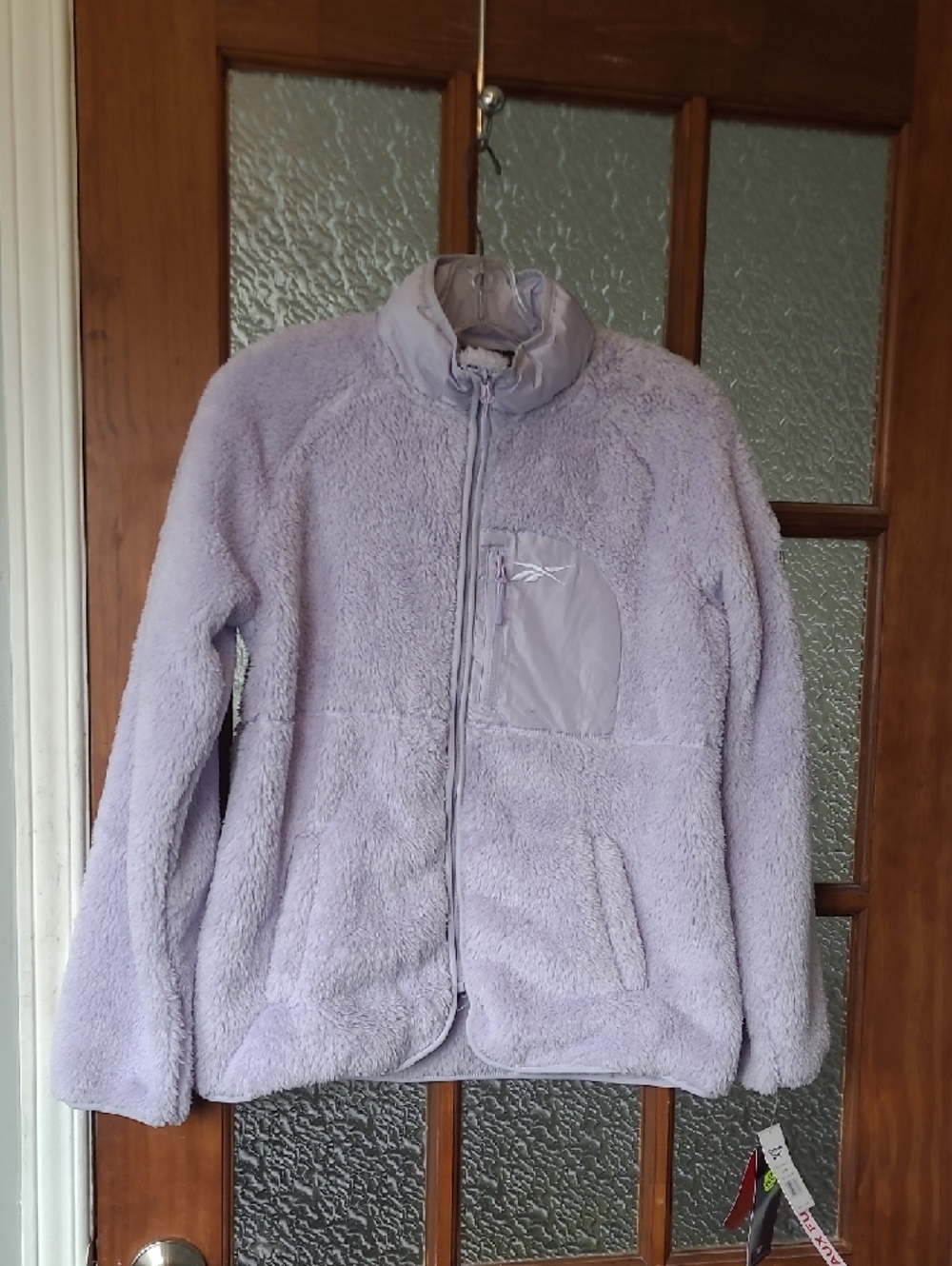NWT Reebok Women's Plush Sherpa Zip-Up Fleece Jacket in Light Lavender Size M
